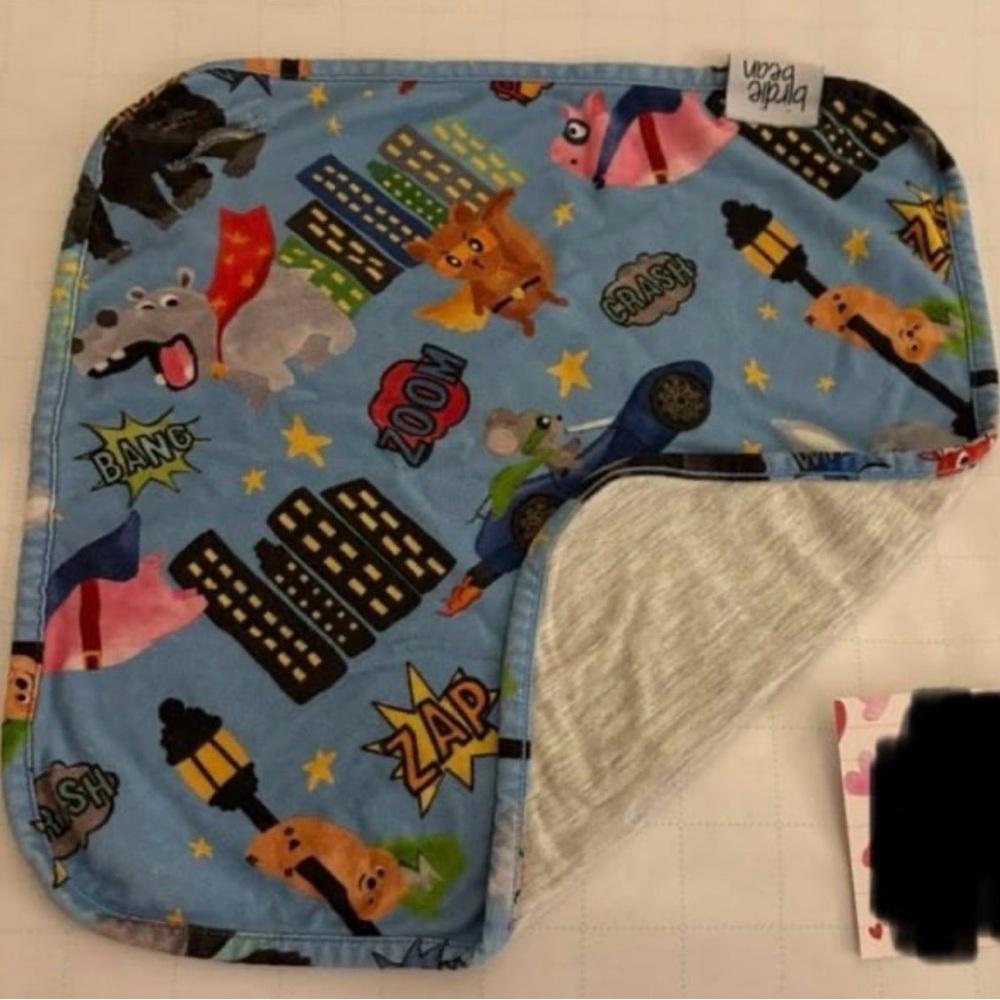 Birdie Bean Superhero Bamboo Pacifier Lovey with Cartoon Print HAS SCRATCHES!